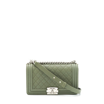 Chanel Medium Boy Bag Caviar Light Green LGHW