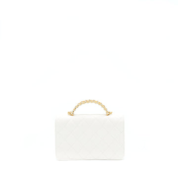 Chanel 22s Logo Top Handle Wallet On Chain Caviar White GHW