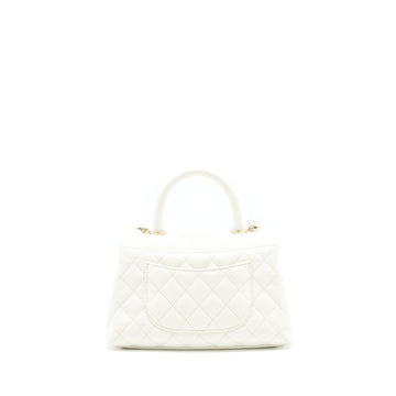 Chanel Small Coco handle Caviar White LGHW (microchip)