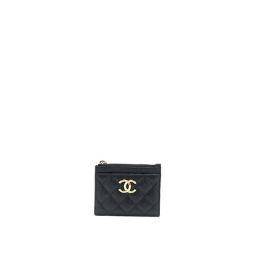 Chanel 23C Zipper  Holder Caviar Black LGHW (Microchip)