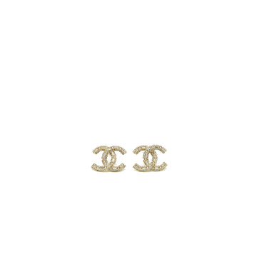 Chanel CC Logo Earring Pearl/Crystal Light Gold Tone