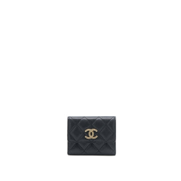 Chanel 23P Detail Logo Flap  Holder Caviar Black LGHW (Microchip)