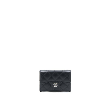 Chanel Classic Quilted Flap  Holder Caviar Black SHW (Microchip)