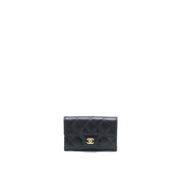 Chanel Classic Quilted Flap  Holder Caviar Black GHW (Microchip)