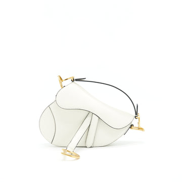 CHRISTIAN DIOR SMALL SADDLE BAG WHITE GHW