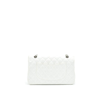 CHANEL MEDIUM CLASSIC DOUBLE FLAP BAG CAVIAR WHITE SHW