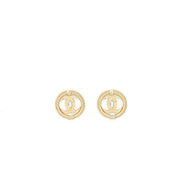 Chanel Round CC Logo Crystal and Pearl Earrings GHW