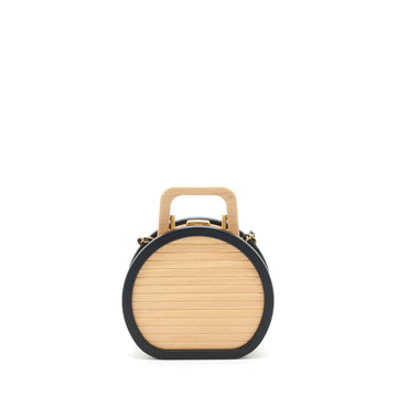 Chanel 22C small vanity case beech wood, calfskin beige / black with GHW