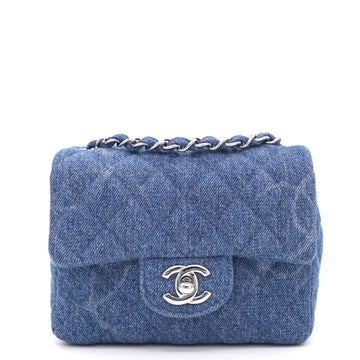 Chanel Blue Quilted Denim Mini Square Classic Flap Bag