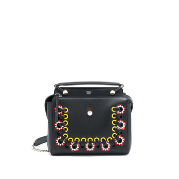 Fendi Dotcom Shoulder Bag Black with Stitch Details