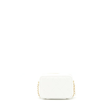 Chanel 21K Small Metal plate Vanity with chain Lambskin White GHW