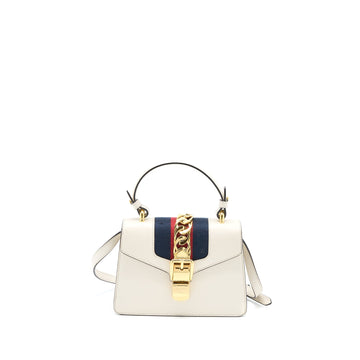 Gucci Mini Top Handle Sylvie Bag Calfskin White GHW