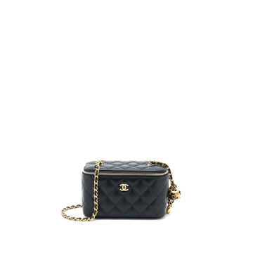Chanel Pearl Crush Long Vanity Lambskin Black Brushed GHW