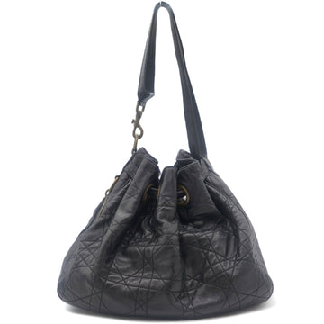 Dior Lambskin Cannage Drawstring Bag Black