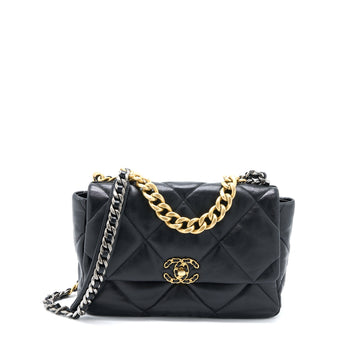 Chanel Medium 19 Bag Lambskin Black Multicolour Hardware