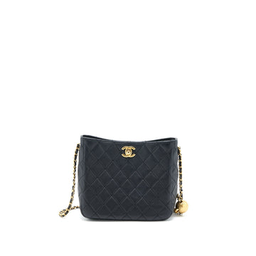 Chanel 23C Pearl Crush Hobo Bag Lambskin Black Brushed GHW (Microchip)