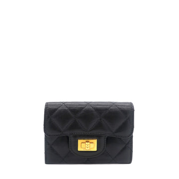 Chanel Aged Calfskin Quilted Reissue Flap Card Holder Black GHW