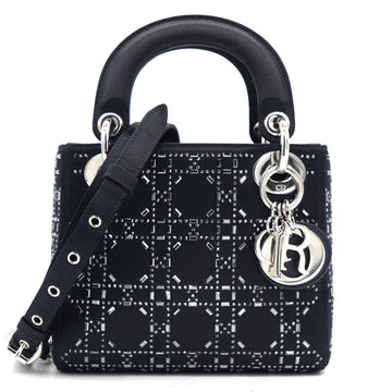 Dior Satin Crystal Cannage Mini Lady Dior Black
