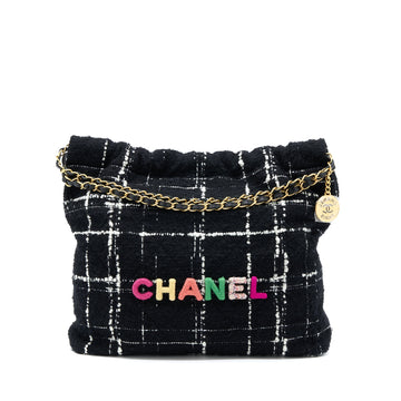 Chanel Medium 22 Bag Tweed Multicolour GHW(Microchip)