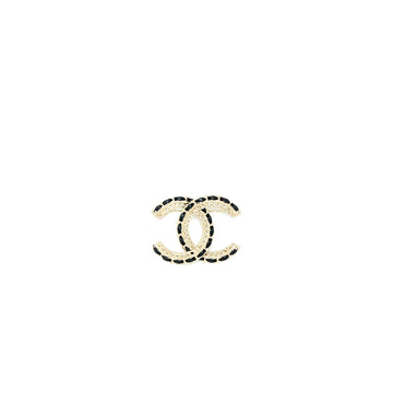 Chanel CC Logo Leather Chain Brooch Black LGHW