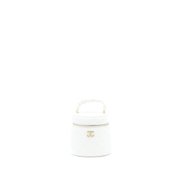 Chanel Top Handle Vanity Case Lambskin White GHW