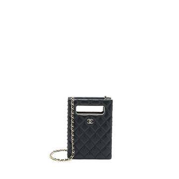 Chanel Vertical Evening Chain Bag Caviar Black LGHW (Microchip)
