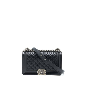 Chanel Medium Boy Bag Lambskin Black Ruthenium SHW