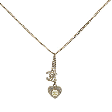 Chanel CC Logo Gold Heart Pendant Necklace