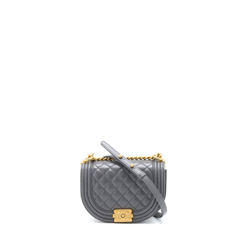 Chanel 22A Boy Messenger Bag Caviar Grey GHW (Microchip)