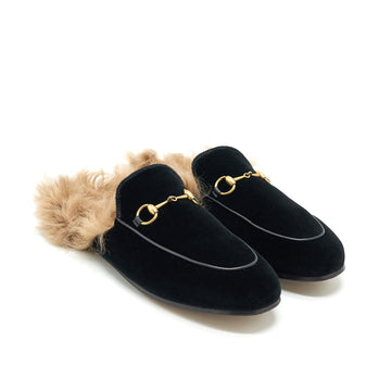 Gucci Size 39.5 Velvet mules Fur Black