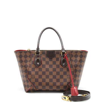 Louis Vuitton Top Handle Tote Bag With Strap Damier Ebene/Red GHW