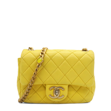 Chanel Lambskin Quilted Mini Jewellery Chain Strap Square Flap Yellow