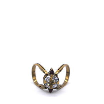 Dior Gold Metal Crystal Bee CD Ring Size 53