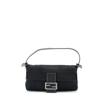 Fendi Zucca Baguette Canvas Black With Silver Hardware