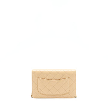 Chanel Classic Wallet On Chain Lambskin Beige LGHW?Microchip?