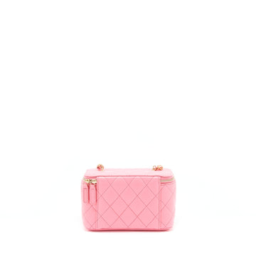 Chanel 22S Pearl Crush Long Vanity With Chain Lambskin Pink GHW