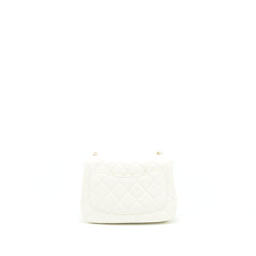 Chanel 22C Pearl Crush Mini Square Flap Bag Lambskin White GHW (Microchip)