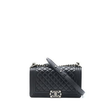 Chanel Medium Boy Bag Lambskin Black Ruthenium SHW