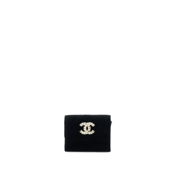 Chanel Flap  Holder Giant CC Logo Velvet Black LGHW