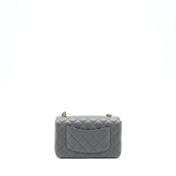 Chanel 22A Mini Rectangular Flap Bag Lambskin Grey LGHW (Microchip)