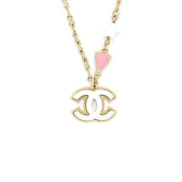 Chanel 19P CC logo Necklace Stud Multicolour Light Gold Tone