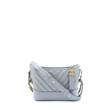 Chanel Chevron Small Gabrielle Hobo Bag Aged Calfskin Grey Multicolour Hardware