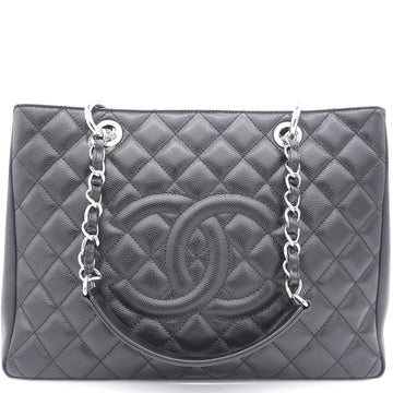 Chanel Black Quilted Caviar Leather Grand GST Shopper Tote Bag