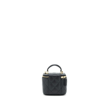 Chanel 22P Top Handle Mini Vanity With Chain With Mirror Inside Lambskin Black LGHW