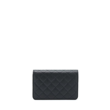 Chanel 22S Detailed Logo Wallet On Chain Caviar Black LGHW (Microchip)