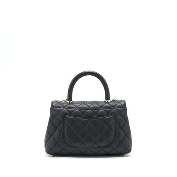 Chanel Small Coco Handle Caviar Black LGHW (Microchip)