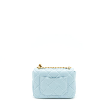 Chanel 22P Seasonal Mini Square Flap Bag Lambskin Light Blue GHW