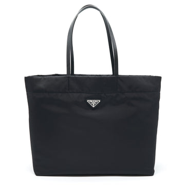 Prada Nylon Tote With Leather Handle Black SHW