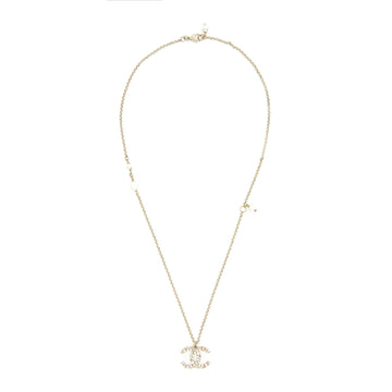 Chanel CC Logo And Pearl Necklace Light Gold Tone