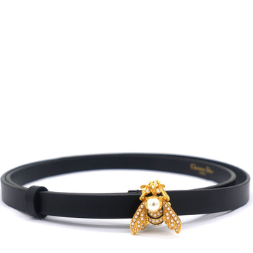 Dior Calfskin Crystal Bee Triple Loop Bracelet Black 75 15mm